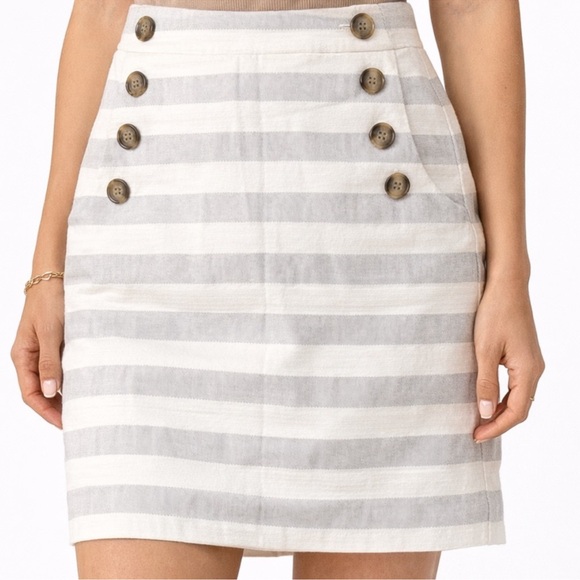 Loft Ann Taylor Dresses & Skirts - LOFT Ann Taylor Petite Nautical Striped Sailor Skirt Button Front Women 6P